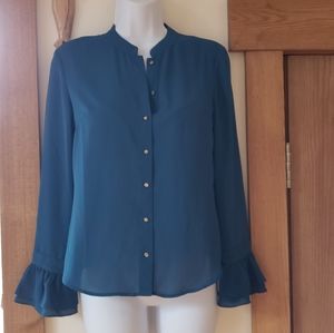 Banana Republic Teal Blue Green Blouse Sz XSP 2P